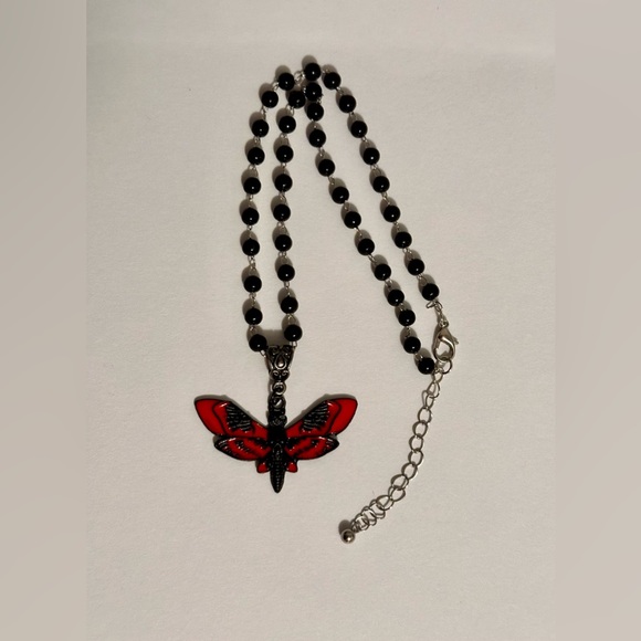 Death Moth skull Necklace Chain Wasp Steampunk Silver Gothic Butterfly Halloween - Picture 9 of 9